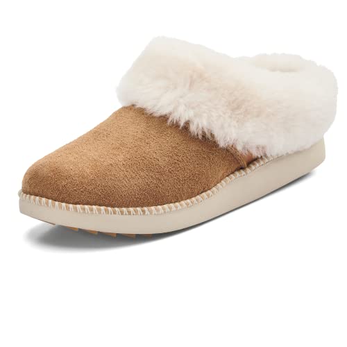 OluKai KU'I Damen Hausschuh Weiches Vollnarbenleder & Wollmischung Fußbett Wet Grip Sohlen für Innen & Außen Tragen Niedlich & Bequem Slip On, Tanne/Knochen, 39 EU von OLUKAI