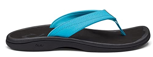 OluKai Ohana Women's Beach Sandals, Quick-Dry Flip-Flop Slides, Water Resistant, Wet Grip Soles & Compression Molded Footbed, Turquoise/Onyx, 9 von OLUKAI