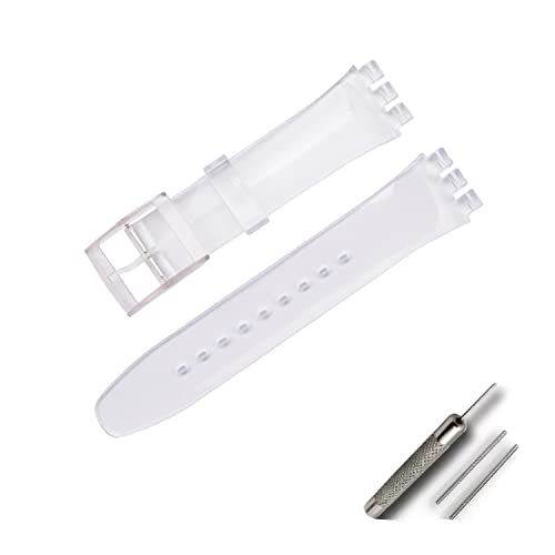 OLXIYOC Uhrenarmband für Swatch, Silikon wasserdicht Uhrenarmband (17mm, Transparent) von OLXIYOC