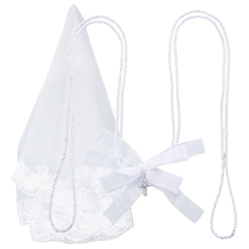 OLYCRAFT 2 Stück 1.6 m Hochzeitsschleier Und Kordel Set Polyester Hochzeits Lasso Kette Und Langes Netz Tüll Brautschleier Set Hochzeits Lasso Mit Kreuz Anhänger Für Hochzeitszeremonie Partyzubehör von OLYCRAFT