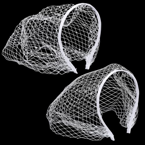 OLYCRAFT 2 Stück Weißes Netz Schleier Stirnband Mit Strasssteinen 23.5 26.5cm Schleier Netz Spitzen Stirnband Brautschmuck Hochzeits Teeparty Fascinator Schleier Für Kostümpartys Dekorationen von OLYCRAFT