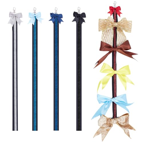 OLYCRAFT 5 Farbe Polycotton Schleifenclip Organizer 65cm Haarschleifenhalter Kostenloser Schleifenhalter Mit Drehbaren Metallverschlüssen Und Kunststoffhakenaufhänger Für Haarschleifen Organizer von OLYCRAFT