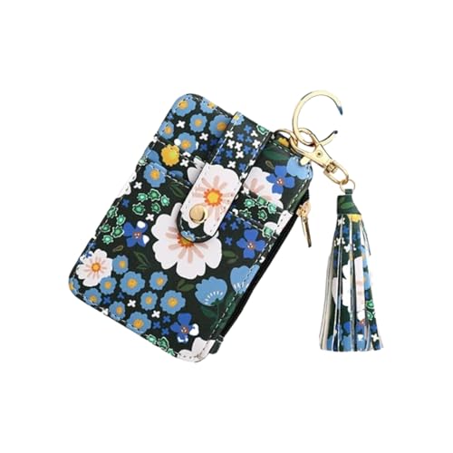 Boho Style Beaded Tassel Keychain Wallet with Flower Pattern Keychain Applicable for Women (Dark Blue) von OLYGEE