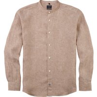 OLYMP Casual, Leinenhemd, regular fit, Braun, Stehkragen, M von OLYMP Casual