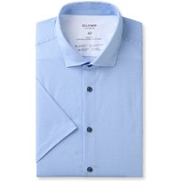 OLYMP Level Five 24/Seven, atmungsaktives Stretch Hemd aus Jersey, body fit, Blau, Kurzarm, Kent, 40 von OLYMP Level Five 24/Seven