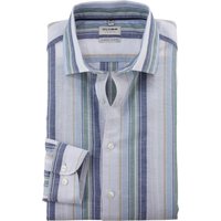 OLYMP Level Five garment washed, body fit, Grün, Streifen, Kent, 44 von OLYMP Level Five garment washed