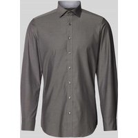 OLYMP Level Five Slim Fit Businesshemd aus Uni Struktur Modell 'ROYAL' in Anthrazit, Größe 41 von OLYMP Level Five