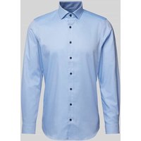 OLYMP Level Five Slim Fit Businesshemd aus Uni Struktur 'ROYAL' in Bleu, Größe 38 von OLYMP Level Five