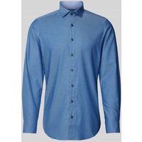 OLYMP Level Five Slim Fit Businesshemd aus Uni Struktur Modell 'ROYAL' in Royal, Größe 39 von OLYMP Level Five