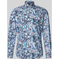 OLYMP Level Five Slim Fit Business-Hemd mit Kentkragen im Allover-Look in Bleu, Größe 43 von OLYMP Level Five