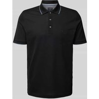 OLYMP Level Five Poloshirt mit Brusttasche und Label-Stitching in Black, Größe M von OLYMP Level Five