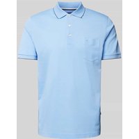 OLYMP Level Five Poloshirt mit Brusttasche und Label-Stitching in Bleu, Größe S von OLYMP Level Five