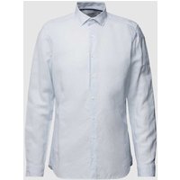 OLYMP Level Five Slim Fit Businesshemd aus Leinen-Baumwoll-Mix in Bleu, Größe 42 von OLYMP Level Five