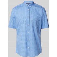 OLYMP Level Five Slim Fit Freizeithemd aus reiner Baumwolle mit Allover-Muster in Bleu, Größe M von OLYMP Level Five