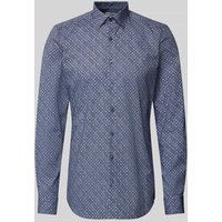 OLYMP Level Five Slim Fit Businesshemd mit extra langem Arm Modell 'NEW YORK' in Marine, Größe 41L von OLYMP Level Five