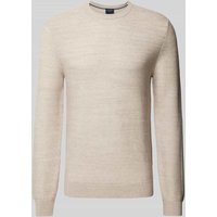 OLYMP Level Five Slim Fit Strickpullover aus reiner Baumwolle in Offwhite, Größe M von OLYMP Level Five