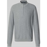OLYMP Level Five Strickpullover mit Troyer-Kragen in Silber, Größe XXL von OLYMP Level Five