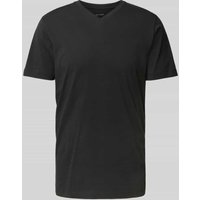 OLYMP Level Five T-Shirt mit geripptem V-Ausschnitt im 2er-Pack in Black, Größe M von OLYMP Level Five