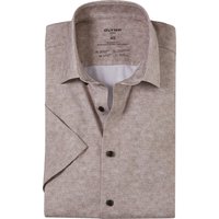 OLYMP Luxor 24/Seven, Atmungsaktives Stretch Hemd aus Jersey, modern fit, Braun, Kurzarm, Kent, 38 von OLYMP Luxor 24/Seven