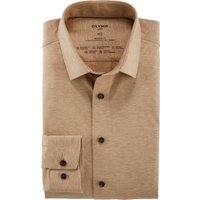 OLYMP Luxor 24/Seven, atmungsaktives Stretch Hemd aus Jersey, modern fit, Braun, Kent, 43 von OLYMP Luxor 24/Seven