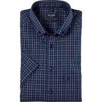 OLYMP Luxor, Bügelfreies Business Hemd, modern fit, Blau, Karo, Kurzarm, Button-down, 45 von OLYMP Luxor