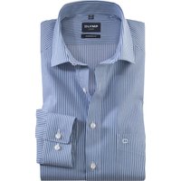OLYMP Luxor, bügelfreies Business Hemd, modern fit, Blau, Streifen, Extra langer Arm, Kent, 39 von OLYMP Luxor