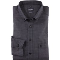 OLYMP Luxor, Bügelfreies Business Hemd, modern fit, Schwarz, Karo, Button-down, 41 von OLYMP Luxor