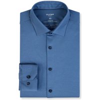 OLYMP No. Six 24/Seven, atmungsaktives Stretch Hemd aus Jersey, super slim, Blau, Extra langer Arm, Kent, 38 von OLYMP No. Six 24/Seven