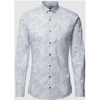OLYMP No. Six Super Slim Fit Business-Hemd mit Allover-Muster in Weiss, Größe 37 von OLYMP No. Six