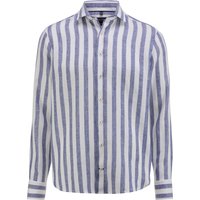 OLYMP SIGNATURE Casual, Premium Leinenhemd, tailored fit, Blau, Streifen, Kent, 43 von OLYMP SIGNATURE Casual