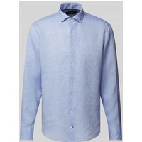 OLYMP SIGNATURE SLIM FIT Slim Fit Leinenhemd mit Kentkragen Modell 'Sykia' in Bleu, Größe 41 von OLYMP SIGNATURE SLIM FIT
