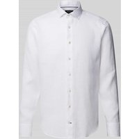 OLYMP SIGNATURE SLIM FIT Slim Fit Leinenhemd mit Kentkragen Modell 'Sykia' in Weiss, Größe 38 von OLYMP SIGNATURE SLIM FIT