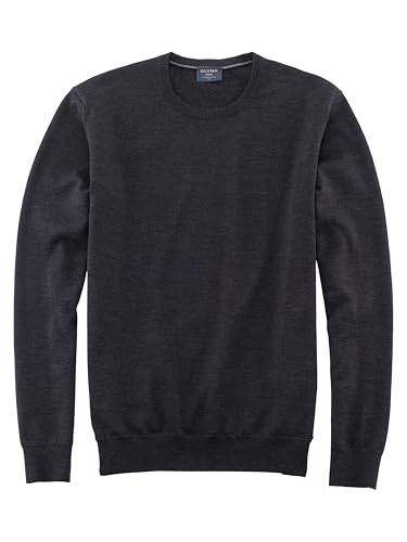 OLYMP Herren Pullover Rundhals Casual.Strick,Single Jersey,Regular fit,Graphit 69,L von OLYMP