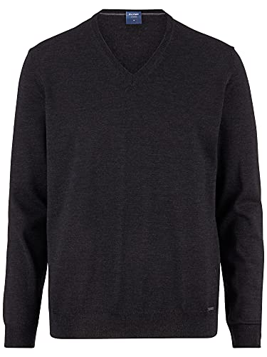 OLYMP Herren Pullover V-Ausschnitt Strick,Uni,modern fit,Graphit 69,M von OLYMP