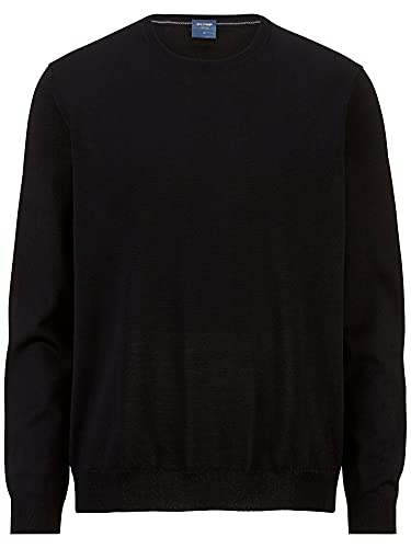 OLYMP Herren Pullover Rundhals Strick,Uni,modern fit,schwarz 68,L von OLYMP