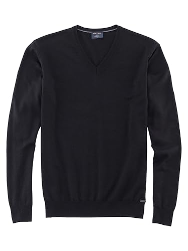 OLYMP Herren Pullover V-Ausschnitt Casual.Strick,Single Jersey,Regular fit,schwarz 68,XL von OLYMP