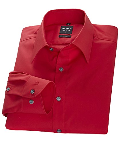 Herren Hemd "Level 5 Body Fit" Langarm, rot, Gr. 44 (XL), Kragenweite 17,5 von OLYMP