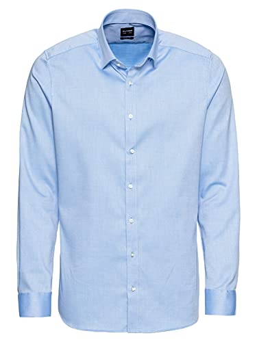 OLYMP Herren Businesshemd Langarm Level Five,Männer,Einfarbig,Body fit,Under Button Down,blau 15,40 von OLYMP