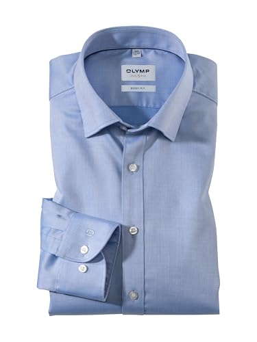 OLYMP Herren Businesshemd Langarm Level.Five.Body.fit,Einfarbig,Body fit,Under Button Down,blau 15,42 von OLYMP