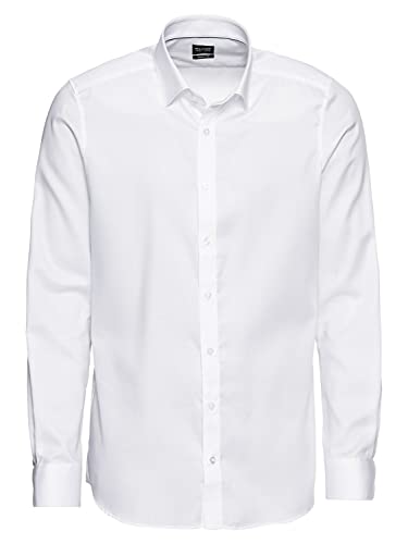 OLYMP Herren Businesshemd Langarm Level Five,Männer,Einfarbig,Body fit,Under Button Down,Weiss 00,40 von OLYMP