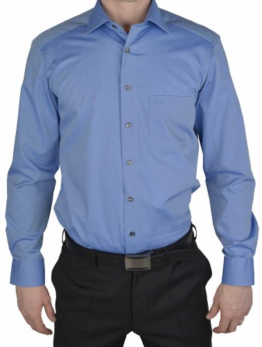 OLYMP Luxor Herren Hemd / Modern Fit / Langarm- Gr. 48, Blau von OLYMP