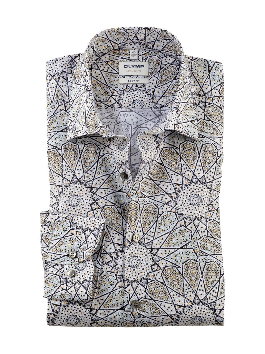 OLYMP - Body Fit : Businesshemd gelb/grün/schwarz - Gr. - 38 von OLYMP