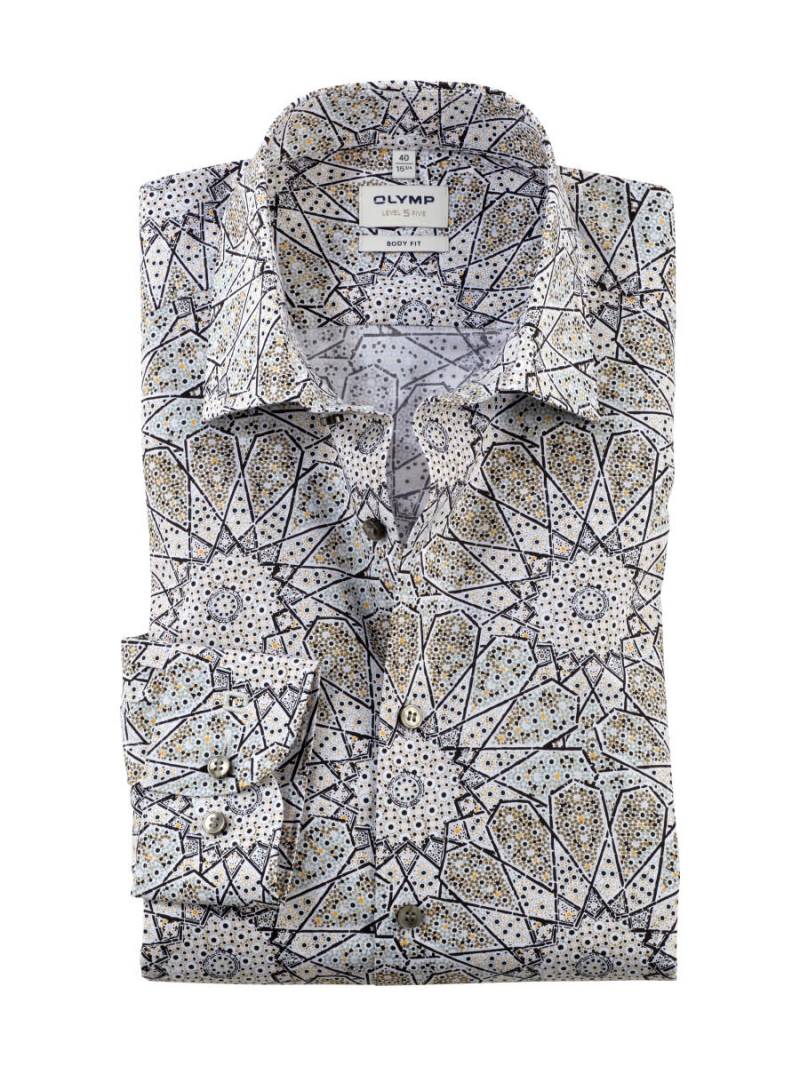 OLYMP - Body Fit : Businesshemd gelb/grün/schwarz - Gr. - 38 von OLYMP