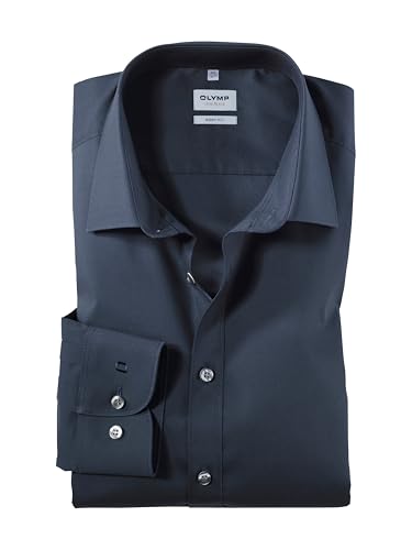 OLYMP Herren Businesshemd Langarm Level.Five.Body.fit,Einfarbig,Body fit,New York Kent,Marine 18,46 von OLYMP