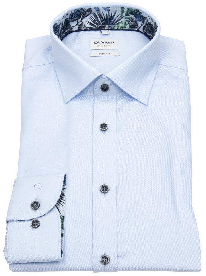 OLYMP Businesshemd Level 5 stark tailliert Kentkragen Kontrastknöpfe von OLYMP