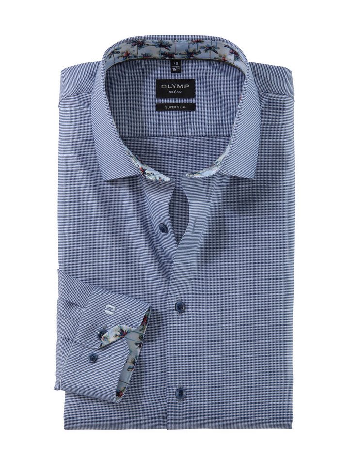 OLYMP Businesshemd No 6 six Manschetten und Krageninnenseite mit kontrastfarbenen Muster von OLYMP
