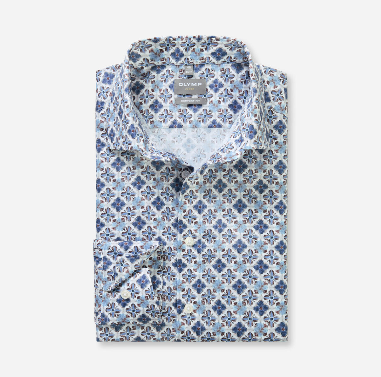 OLYMP - Comfort Fit: Businesshemd grau/grün - Gr. - 43 von OLYMP