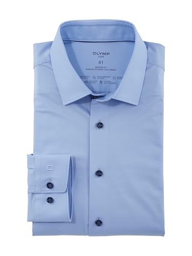OLYMP Herren Businesshemd Langarm Luxor.24.Seven,Single Jersey,modern fit,New Kent,hellblau 10,41 von OLYMP