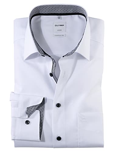 OLYMP Herren Businesshemd Comfort Fit Luxor in Weiß mit Besatz in Anthrazit | Langarm - 100% Baumwolle - New Kent Kragen Gr. 41 OLYMP Herren Businesshemd Comfort Fit Luxor in Weiß mit Besatz in Anthrazit | Langarm - 100% Baumwolle - New Kent Kragen Gr. 41 von OLYMP