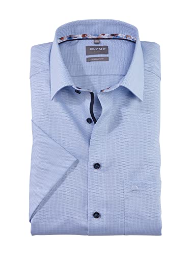 OLYMP Herren Businesshemd Kurzarm Luxor,Einfarbig,Comfort fit,New Kent,bleu 11,41 von OLYMP